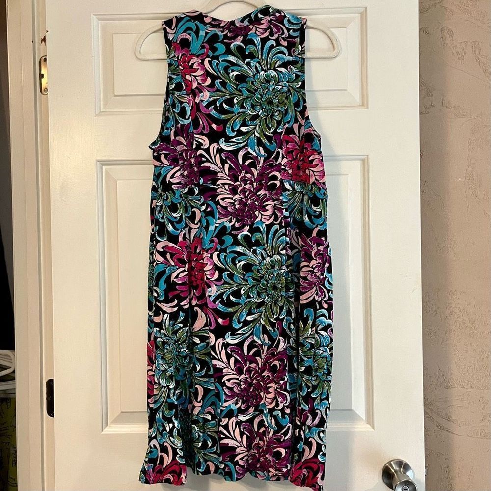 Nicole by Nicole Miller MIDI Floral Sleeveless Dress Buttons Halfway Size 16 - Picture 4 of 9